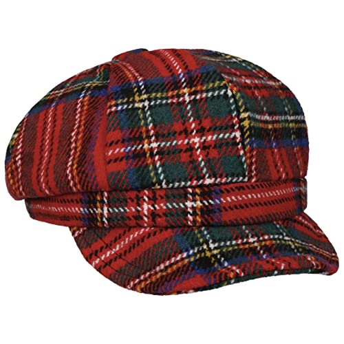 Lipodo Plaidy Ballonmütze Damen Schildmütze 100% Baumwollfutter Mehrfarbiges Karomuster Waschbar Gummizug Herbst Winter rot M (57-58 cm) von Lipodo