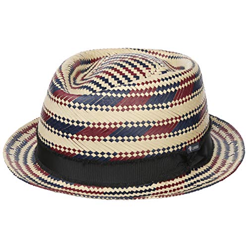 Lipodo Power Pork Pie Damen Herren 100% Papierstroh Handmade in Italy Mehrfarbig Gestreifter Strohhut Frühjahr Sommer Natur L (58-59 cm) von Lipodo