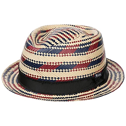 Lipodo Power Pork Pie Damen Herren 100% Papierstroh Handmade in Italy Mehrfarbig Gestreifter Strohhut Frühjahr Sommer Natur M (56-57 cm) von Lipodo