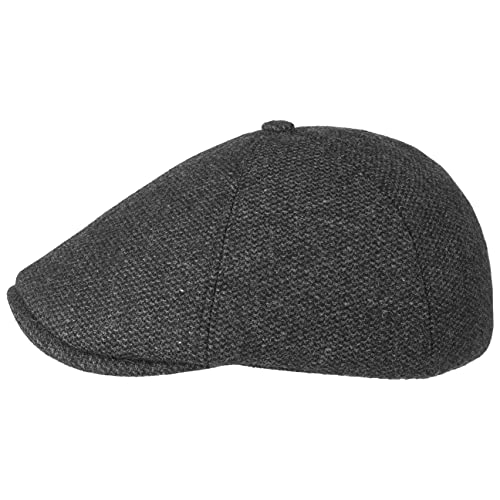 Lipodo Rapallo Melange Herren Flatcap - Flat Cap Herbst/Winter - Gefütterte Schirmmütze mit Wolle - Schlägermütze - Sechsteilige Schiebermütze - Wintermütze anthrazit M (57-58 cm) von Lipodo