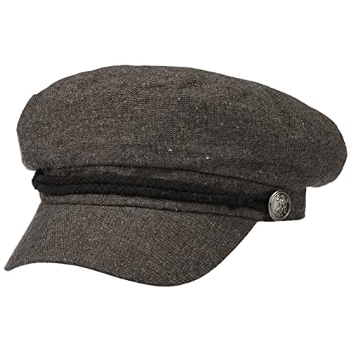 Lipodo Shania Elbsegler Newsboy-Mütze Damen Leinen Baumwoll-Mix elastischer Gummizug Futter Kordel Knöpfe Frühjahr Sommer Oliv S (55-56 cm) von Lipodo