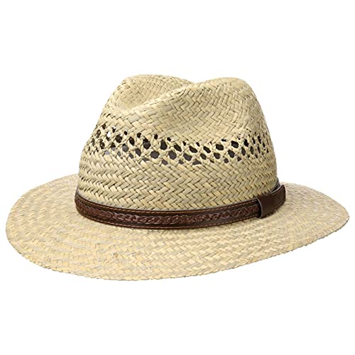 Lipodo Steven Traveller Strohhut Damen/Herren - Hut aus 100% Stroh - Sonnenhut Made in Italy - Sommerhut mit Ledergarnitur - Naturfarben Natur L (58-59 cm) von Lipodo