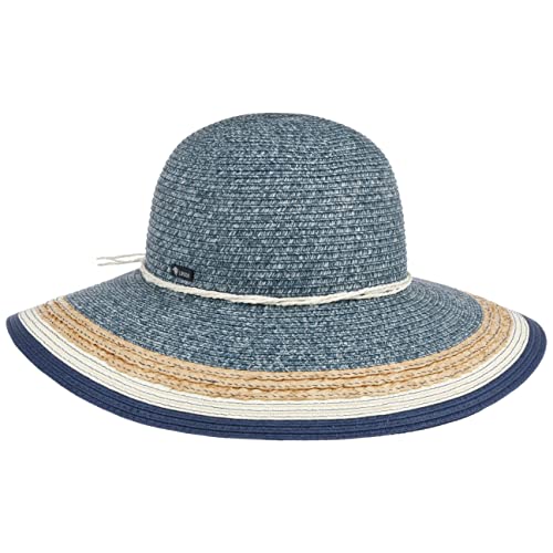 Lipodo Striped Edge Schlapphut - Strohhüte für Damen - Sonnenhut mit Kordelgarnitur - Made in Italy - Frühjahr/Sommer blau-meliert M (56-57 cm) von Lipodo