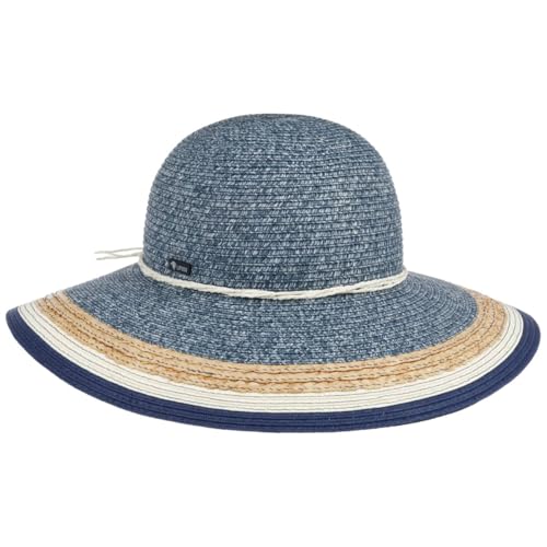 Lipodo Schlapphut Gestreifte Kante Damen Sonnenhut mit Kordel Made in Italy Frühling Sommer blau-meliert M (56-57 cm) von Lipodo