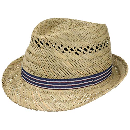 Lipodo Stripes Erntehelfer Strohhut Damen/Herren - Made in Italy - Sonnenhut aus Stroh - Luftiger Sommerhut - Mit gestreiften Hutband - Strohtrilby Frühjahr/Sommer Natur XL (60-61 cm) von Lipodo