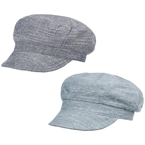 Lipodo Summer Newsboy Wendecap Damen - Wendbar - Ballonmütze aus 70% Baumwolle, 30% Leinen - Baker-Boy-Mütze mit meliertem Look - Mit Stretchband - Damenmütze Frühjahr/Sommer Denim M (57-58 cm) von Lipodo