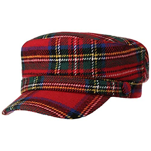 Lipodo Tartan Schottenkaro Elbsegler Damen - Karierte Schirmmütze - Ballonmütze mit Futter aus 100% Baumwolle - Integriertes Stretchfutterband - Herbst/Winter rot M (57-58 cm) von Lipodo