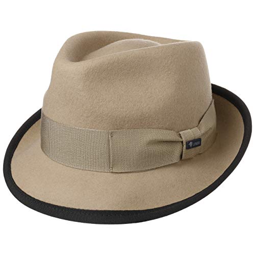 Lipodo Classic Wool Trilby Filzhut Damen Herren Wollhut Made in Italy Hut aus Wollfilz Trilbyhut Fedora Sommer Winter beige L (58-59 cm) von Lipodo