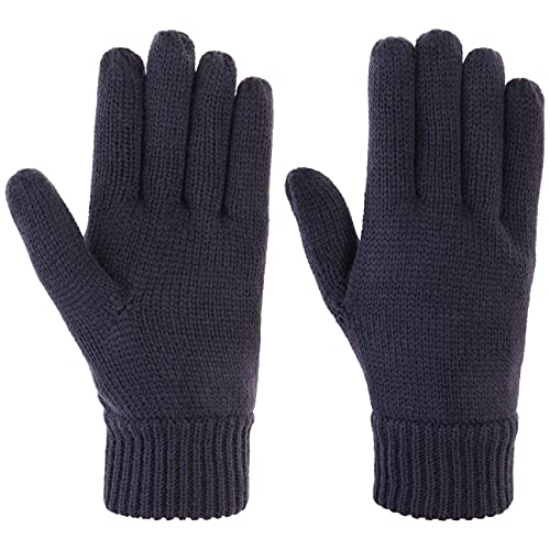 Lipodo Thinsulate 3M Strickhandschuhe Damen/Herren - Handschuhe mit Fleecefutter - Herbst/Winter- Outdoor Fingerhandschuhe- Elastischer Rippstrick - dunkelblau M von Lipodo