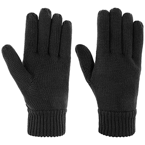 Lipodo Thinsulate 3M Strickhandschuhe Damen/Herren - Handschuhe mit Fleecefutter - Herbst/Winter- Outdoor Fingerhandschuhe- Elastischer Rippstrick - schwarz M von Lipodo