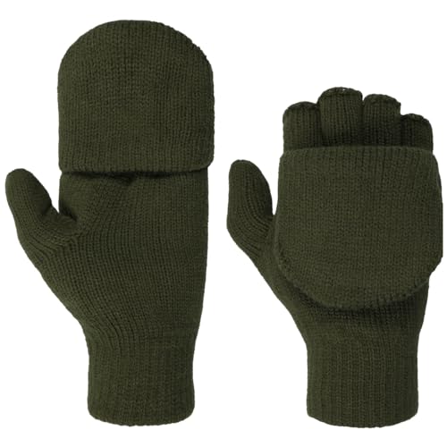 Lipodo Thinsulate Fingerless Handschuhe Damen/Herren - Unisex - Fingerlose Strickhandschuhe - Herbst/Winter- Waschbar - Fäustlinge Einfarbig - Winterhandschuhe oliv 8 HS von Lipodo