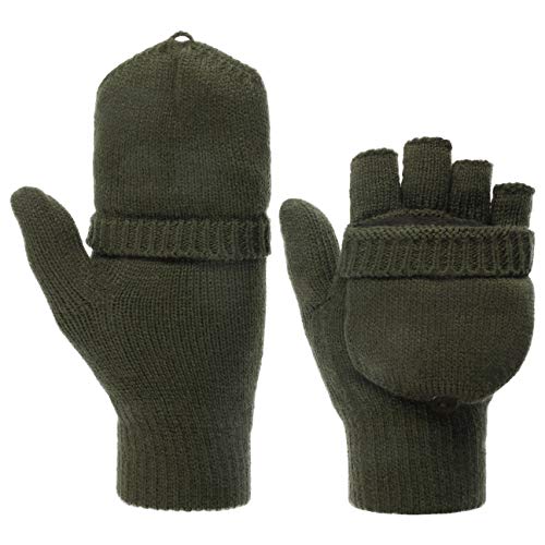 Lipodo Thinsulate Fingerless Handschuhe Fingerlose Strickhandschuhe (9 HS - oliv) von Lipodo