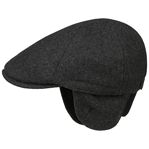 Lipodo Thinsulate Herren Flatcap - Schiebermütze mit Ohrenklappen - Wollfilz-Schirmmütze mit Stretchband - Herbst/Winter anthrazit M (57-58 cm) von Lipodo