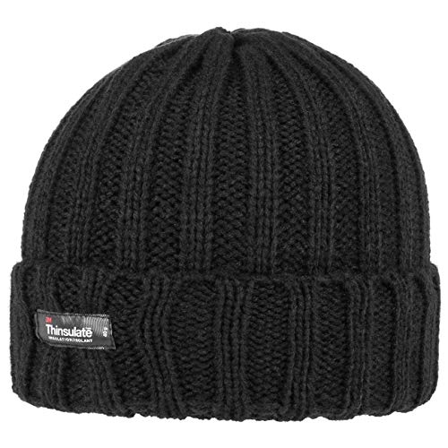 Lipodo Thinsulate Umschlagmütze Damen/Herren - Wintermütze mit Futter - Strickmütze mit breitem Umschlag - Mütze Herbst/Winter - Beanie schwarz One Size von Lipodo