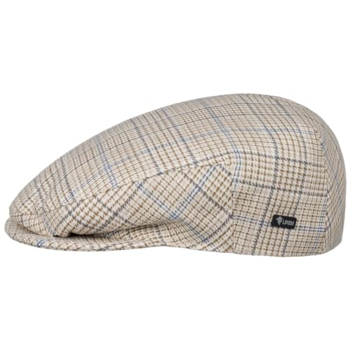 Lipodo Travello Flatcap Hellbeige Karierte Schiebermütze Überkaro-Design Made in Italy Herren Frühjahr Sommer Hellbeige 61 cm von Lipodo