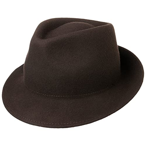 Lipodo Trilby Hut aus Wollfilz Damen/Herren - Filzhut Herrenhut Made in Italy - Italienischer Wollhut Herbst/Winter - Wollfilzhut Dunkelbraun L (58-59 cm) von Lipodo