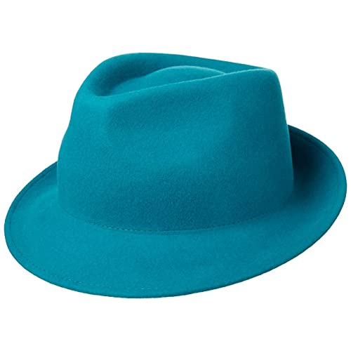 Lipodo Trilby Hut aus Wollfilz Damen/Herren - Filzhut Herrenhut Made in Italy - Italienischer Wollhut Herbst/Winter - Wollfilzhut Petrol L (58-59 cm) von Lipodo