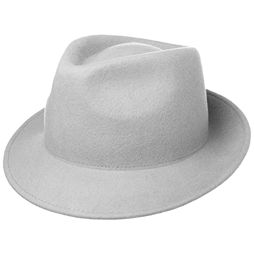 Lipodo Trilby Hut aus Wollfilz Herrenhut Made in Italy Herbst Winter hellgrau XL (60-61 cm) von Lipodo