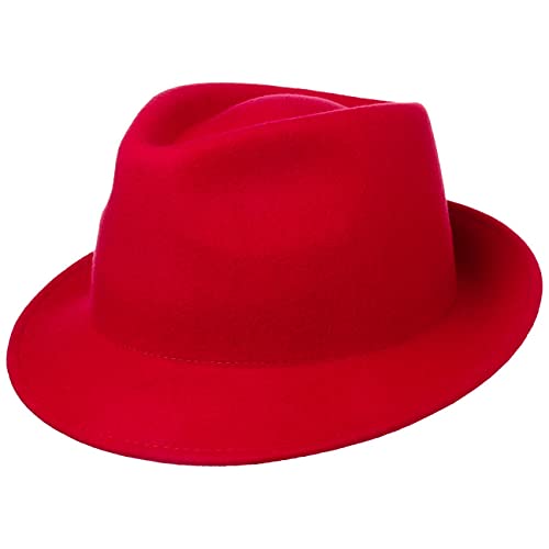 Lipodo Trilby Hut aus Wollfilz Damen/Herren - Filzhut Herrenhut Made in Italy - Italienischer Wollhut Herbst/Winter - Wollfilzhut rot L (58-59 cm) von Lipodo