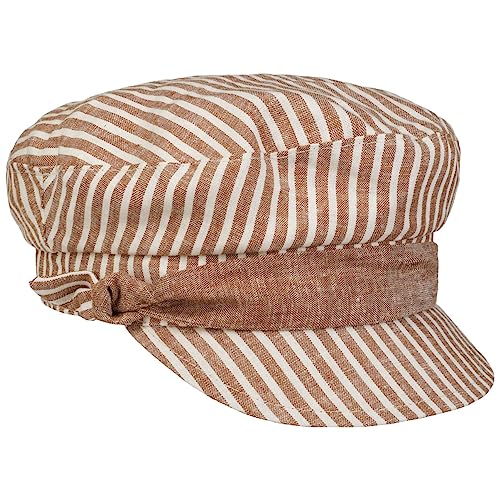 Lipodo Twotone Stripes Ballonmütze Schirmmütze Schildmütze Baker-Boy-Mütze Leinencap Damen - Made in Italy mit Schirm, Schirm Frühling-Sommer - One Size rot von Lipodo