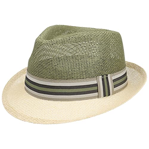 Lipodo Twotone Trilby Strohhut Damen Herren Sonnenhut Hut aus Stroh (Papierstroh) Frühjahr Sommer Strandhut Natur-grün S (54-55 cm) von Lipodo
