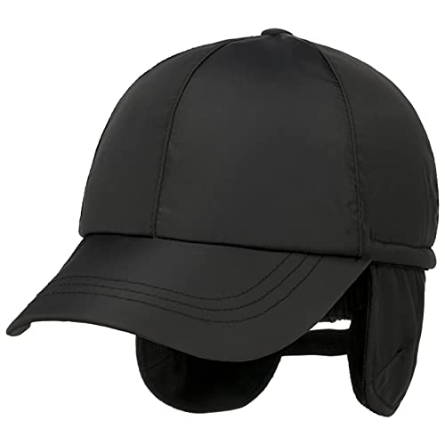 Lipodo Uni Classic Cap mit Ohrenklappen Herren - Kappe aus weichem Stoff - Gefüttert mit Fleece - Basecap mit ausklappbaren Ohrenschutz - Mit Gummizug - Schirmmütze Herbst/Winter schwarz M (57-58 cm) von Lipodo
