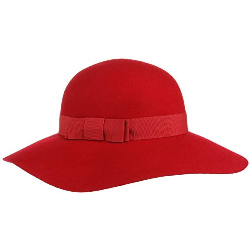 Lipodo Uni Damen Schlapphut One Size (ca. 55-57 cm) - Made in Italy - Aus 100% Wolle - Knautschbar - Gefilzt - Mit breiter Krempe (ca. 10 cm) - Unifarben - Damenhut Herbst/Winter rot One Size von Lipodo