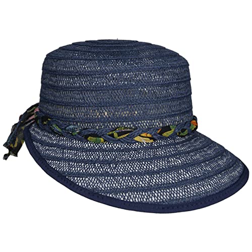 Lipodo Vented Valevia Schute - Sonnenvisor Damen - Strohcap mit Garniturband - Frühjahr/Sommer dunkelblau One Size von Lipodo