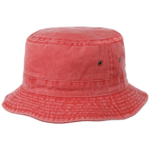 Lipodo Washed Bucket Fischerhut Damen Herren 100% Baumwolle Packable Handwäsche bis 30 Grad Farbvielfalt Übergrößen Frühjahr Sommer rot XL (61-62 cm) von Lipodo