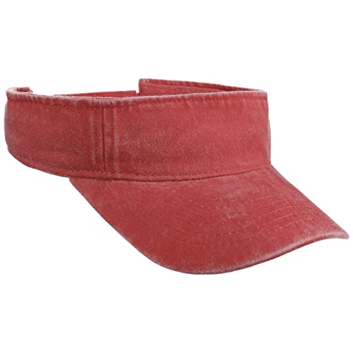 Lipodo Washed Cotton Visor Baumwollvisor Sonnenvisor Damen/Herren - mit Schirm Frühling-Sommer - One Size rot von Lipodo