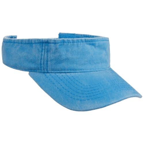 Lipodo Washed Cotton Visor Damen Herren Größenverstellbar mit Klettverschluss 100% Baumwolle Frühjahr Sommer blau One Size von Lipodo