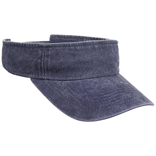 Lipodo Washed Cotton Visor Damen Herren Größenverstellbar mit Klettverschluss 100% Baumwolle Frühjahr Sommer dunkelblau One Size von Lipodo