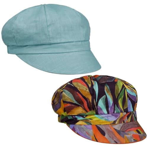 Lipodo Wendemütze Mehrfarbige Ballonmütze Baumwolle Leinen Stretchfutterband Damen Frühjahr Sommer Made in Italy türkis One Size von Lipodo