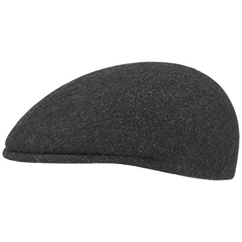 Lipodo Flatcap Filz Herren - Schiebermütze Made in Italy - Schirmmütze aus Wollfilz - Mütze mit 3 cm Schirmlänge - Flat Cap Herbst/Winter - Herrenmütze anthrazit XL (60-61 cm) von Lipodo