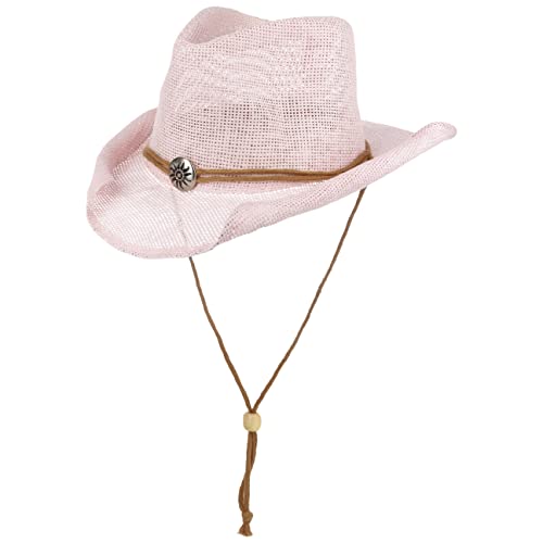 Lipodo Yeehaw Kinder Cowboyhut - Westernhut - Kinderhut aus Stroh (Papierstroh) - Sommerhut mit Kinnband - Strohhut Frühjahr/Sommer - Hut rosa 53-55 cm von Lipodo