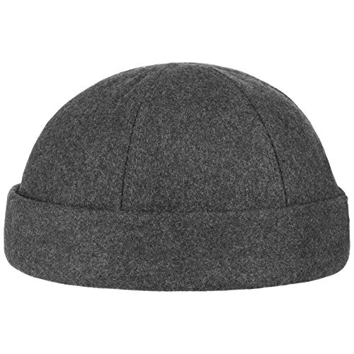 Port Dockercap (Dockermütze) - Wintermütze in schwarz, blau, grau, bordeaux-rot - Seemannsmütze One Size (54-61 cm) - Mit Klettverschluss - Am Kopf anliegende Mütze - Herbst/Winter dunkelgrau One Size von Lipodo