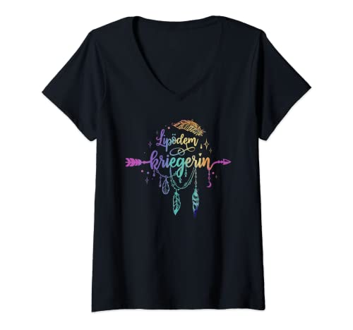 Damen Lipödem Kriegerin Boho Style Geschenk T-Shirt mit V-Ausschnitt von Lipödem Kriegerinnen Geschenke