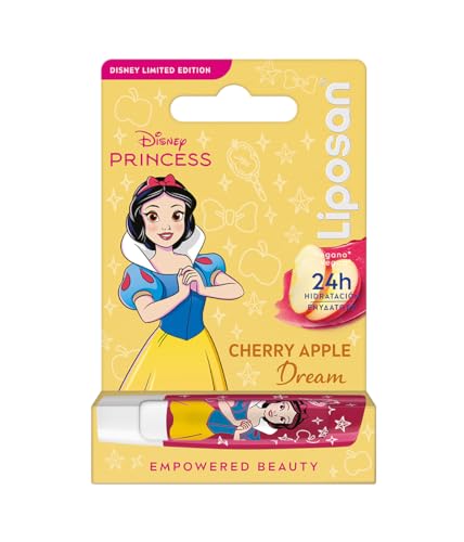 LIPOSAN Cherry Shine Limited Edition Disney Princess Schneewittchen (1x 4,8 g), Lippenbalsam für Kinder mit 24h Hydratation, kirschfarbener Balsam für weiche und schöne Lippen von Liposan
