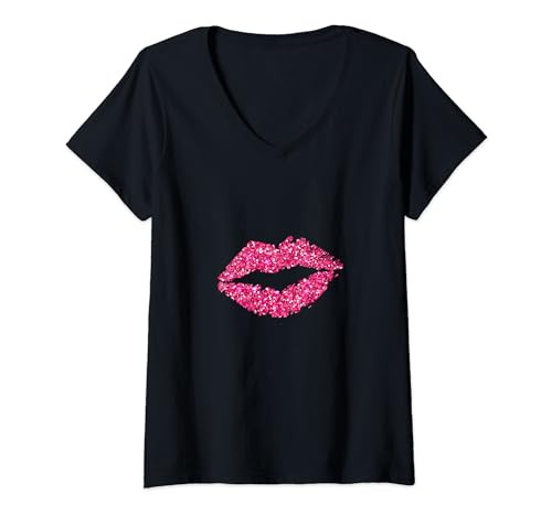 Damen Lippen Kussmund Tshirt 80er 90er Jahre Motto Vintage T-Shirt mit V-Ausschnitt Damen Lippen Kussmund Tshirt 80er 90er Jahre Motto Vintage T-Shirt mit V-Ausschnitt von Lippen Kussmund Tshirt 80er 90er Jahre