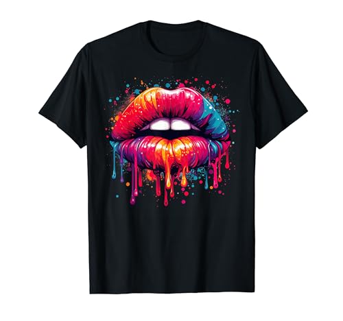 Lips Kiss Shirt für Damen Herren Kinder Bunte Lippen T-Shirt Lips Kiss Shirt für Damen Herren Kinder Bunte Lippen T-Shirt von Lips Kiss Shirt for Women Men Colorful Splatter