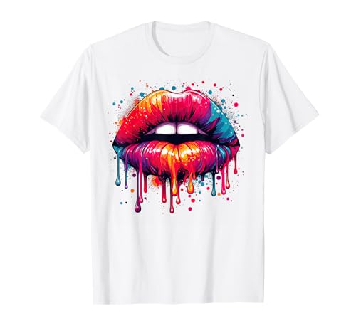 Lips Kiss Shirt für Damen Herren Kinder Bunte Lippen T-Shirt Lips Kiss Shirt für Damen Herren Kinder Bunte Lippen T-Shirt von Lips Kiss Shirt for Women Men Colorful Splatter
