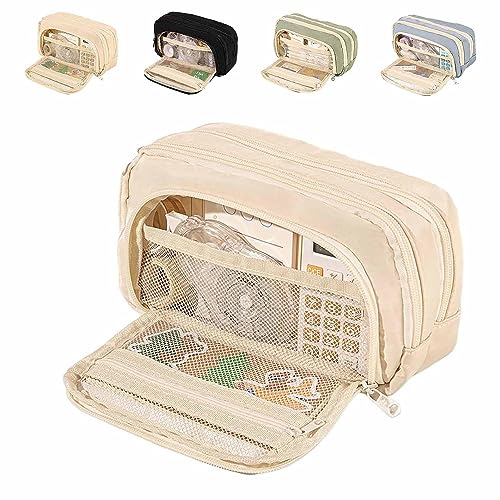Lipski Big Capacity Pencil Case, 3 Compartments Simple Storage Aesthetic Pencil Case, Large Capacity Pencil Pouch, Cute Pencil Case Organizer Girls Teenagers (A) von Lipski