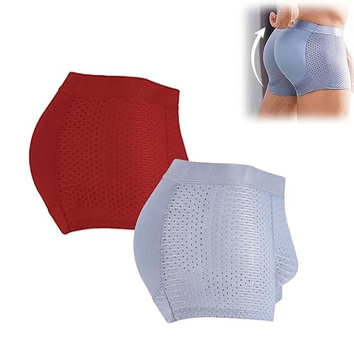 Lipski Nylon Ice Silk Breathable Men's Underwear, Seamless Ice Silk G-String Underwear (L,Red_Light-Blue) von Lipski