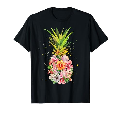 Ananas-Blumen Damen Aloha Hawaii Vintage Hawaii Blumen T-Shirt Ananas-Blumen Damen Aloha Hawaii Vintage Hawaii Blumen T-Shirt von Lique Aloha Beach