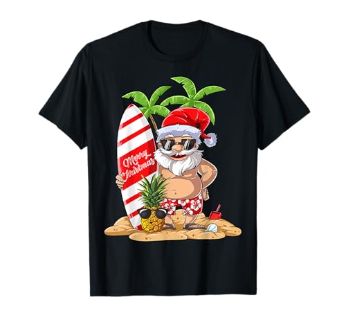 Christmas in July Santa Surf Hawaiian Men Summer Surfing T-Shirt von Lique Christmas in July