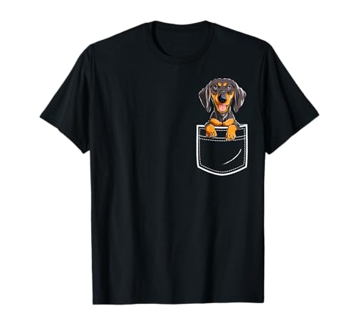 Dackel Teckel Vorder Tasche T shirt Frauen Lustig Hund Welpe T-Shirt von Lique Dog