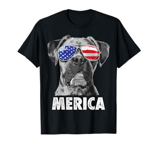 Boxer 4. Juli Merica Herren Damen Amerikanische Flagge Sonnenbrille T-Shirt Boxer 4. Juli Merica Herren Damen Amerikanische Flagge Sonnenbrille T-Shirt von Lique Patriotic
