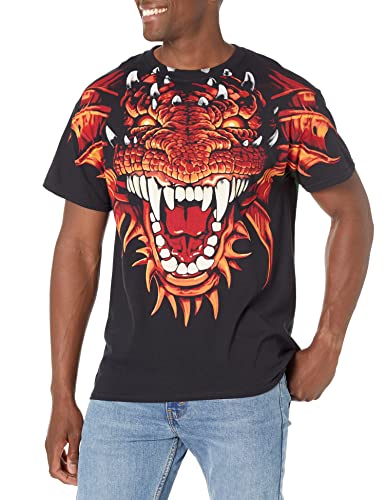 Liquid Blue Herren Fantasy Dragon Head All Over Print T-Shirt, schwarz, Mittel von Liquid Blue