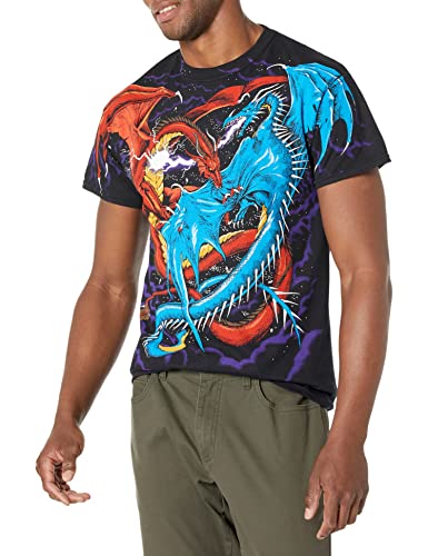 Liquid Blue Herren Fantasy Dueling Dragons All Over Print T-Shirt, schwarz, Groß von Liquid Blue