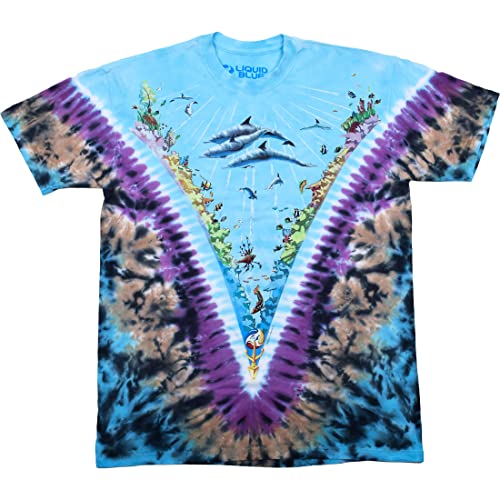 Liquid Blue Herren Nature Underwater Delfine Coral Reef T-Shirt, Batik, XX-Large von Liquid Blue